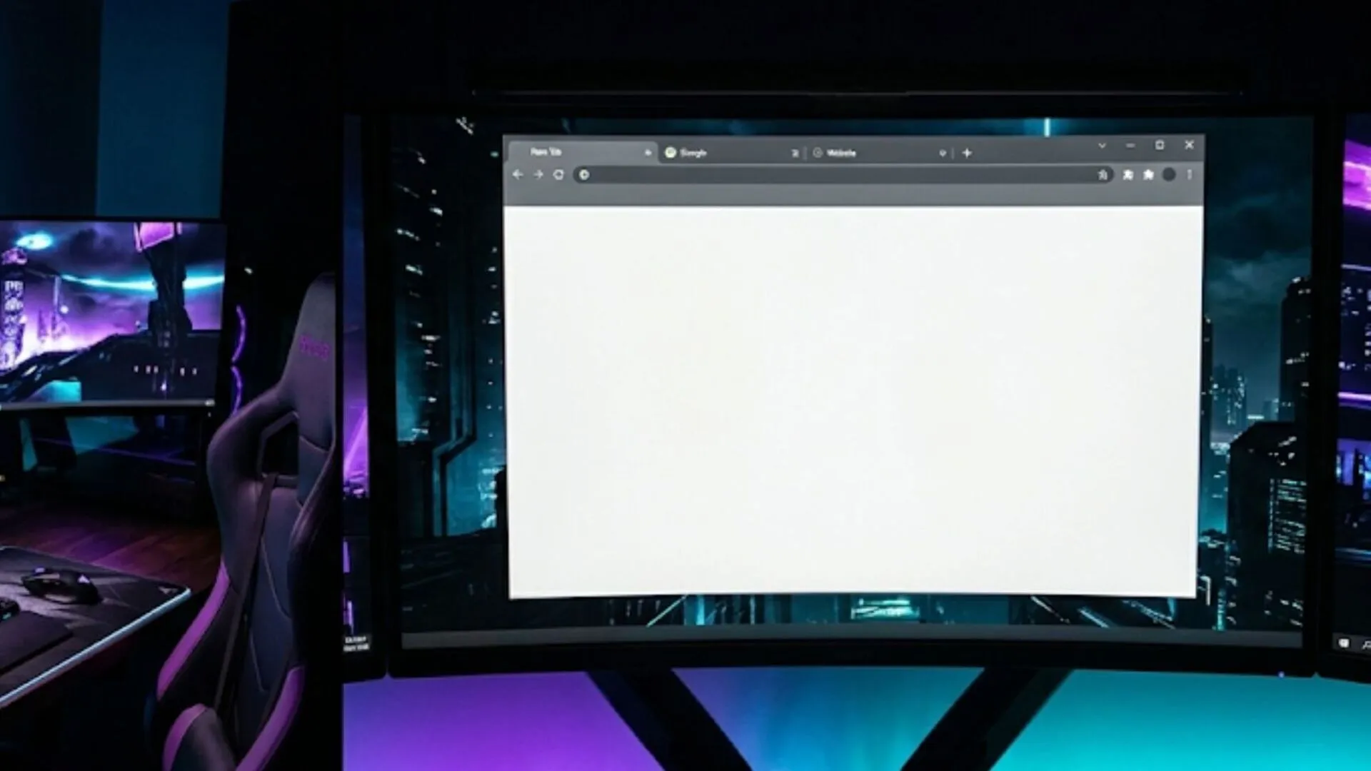 Elite gaming setup with blank browser
